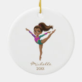 Personalized Gymnast gymnastics Girl Christmas セラミックオーナメント (裏面)