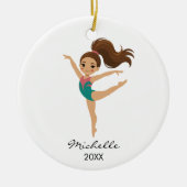Personalized Gymnast gymnastics Girl Christmas セラミックオーナメント (正面)