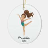 Personalized Gymnast gymnastics Girl Christmas セラミックオーナメント (左)