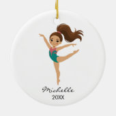 Personalized Gymnast gymnastics Girl Christmas セラミックオーナメント (裏面)