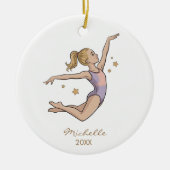 Personalized Gymnast gymnastics Girl Christmas セラミックオーナメント (正面)