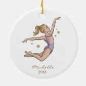 Personalized Gymnast gymnastics Girl Christmas セラミックオーナメント (裏面)