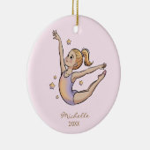 Personalized Gymnast gymnastics Girl Christmas セラミックオーナメント (右)