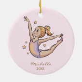 Personalized Gymnast gymnastics Girl Christmas セラミックオーナメント (裏面)