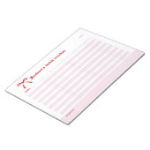 Personalized Habit Tracker Pink Bow  ノートパッド (アングル)