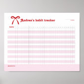 Personalized Habit Tracker Pink Bow  ポスター (正面)