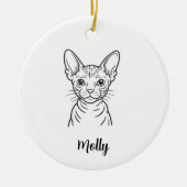 Personalized Hairless Cat Christmas セラミックオーナメント (正面)