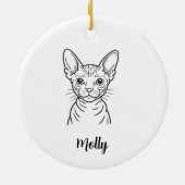 Personalized Hairless Cat Christmas セラミックオーナメント (裏面)