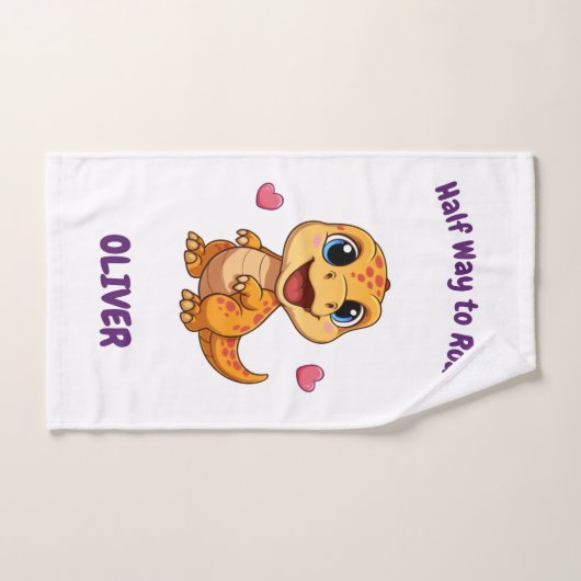 Personalized Halfway to One Dinosaur 6 Month ハンドタオル (ハンドタオル)