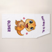 Personalized Halfway to One Dinosaur 6 Month バスタオル (バスタオル)