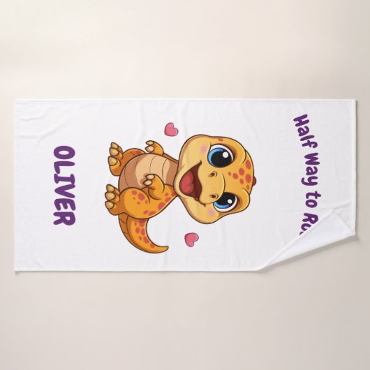 Personalized Halfway to One Dinosaur 6 Month バスタオル (バスタオル)