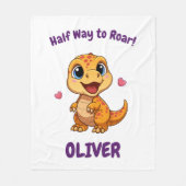 Personalized Halfway to One Dinosaur 6 Month フリースブランケット (正面)