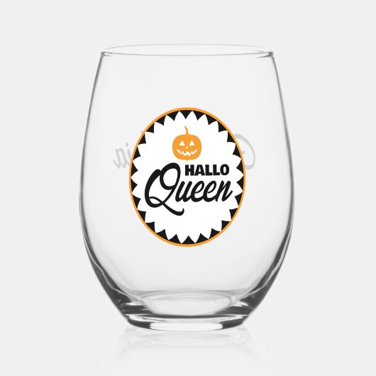 Personalized Hallo Queen Halloween  ステムなしワイングラス (正面)
