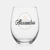 Personalized Hallo Queen Halloween  ステムなしワイングラス (裏面)