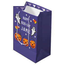 Personalized Halloween Birthday ミディアムペーパーバッグ