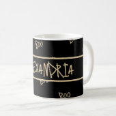 Personalized Halloween boo black and gold コーヒーマグカップ (正面右)