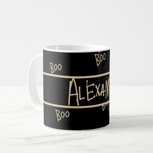 Personalized Halloween boo black and gold コーヒーマグカップ (正面左)