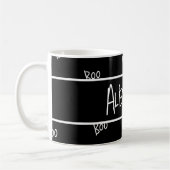 Personalized Halloween boo typography black white コーヒーマグカップ (左)