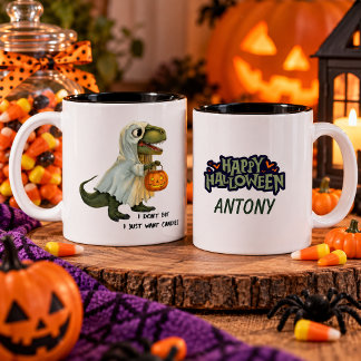 Personalized Halloween Dinosaur Mug ツートーンマグカップ