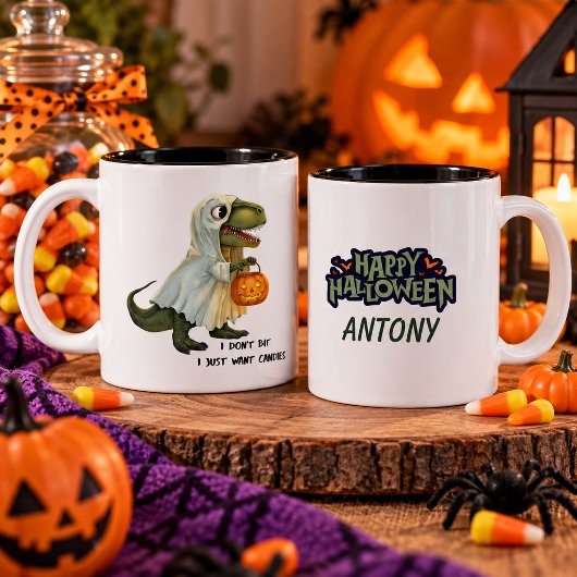 Personalized Halloween Dinosaur Mug ツートーンマグカップ