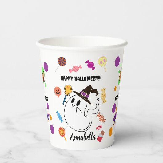 Personalized Halloween Ghost Kids Party 紙コップ (裏面)