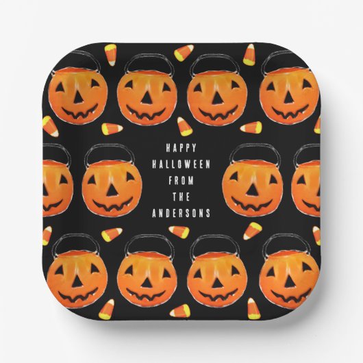 Personalized Halloween Party Treat Paper Plates ペーパープレート (正面)