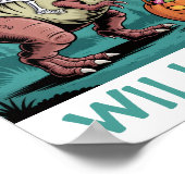 Personalized Halloween Skeleton Riding Dinosaur ポスター (角)