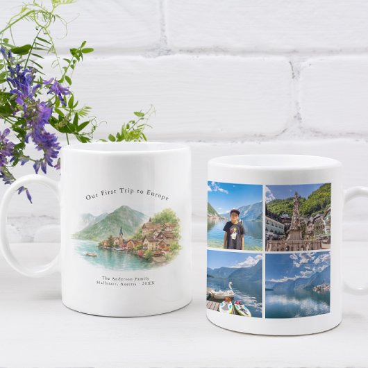 Personalized Hallstatt Austria Travel Photo Mug コーヒーマグカップ