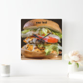Personalized Hamburger Photo Acrylic Wall Clock スクエア壁時計 (ホーム)