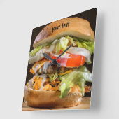 Personalized Hamburger Photo Acrylic Wall Clock スクエア壁時計 (傾斜)