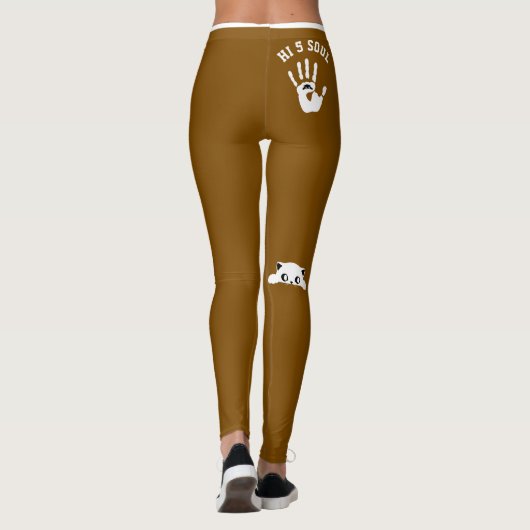 Personalized Hand Cat Pet Brown White Stripes Gift レギンス (裏面)