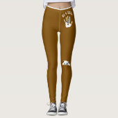 Personalized Hand Cat Pet Brown White Stripes Gift レギンス (正面)