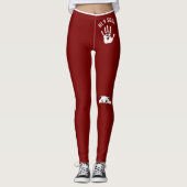 Personalized Hand Cat Pet Deep Red White Stripes  レギンス (正面)