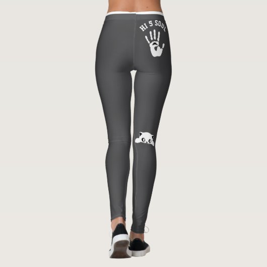 Personalized Hand Cat Pet Grey White Stripes Gift レギンス (裏面)