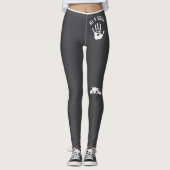 Personalized Hand Cat Pet Grey White Stripes Gift レギンス (正面)