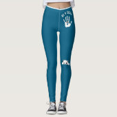 Personalized Hand Cat Pet Ocean Blue White Stripes レギンス (正面)