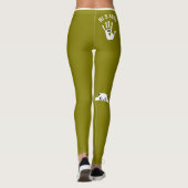 Personalized Hand Cat Pet Olive White Stripes Gift レギンス (裏面)