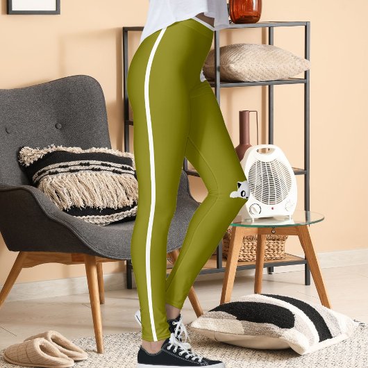 Personalized Hand Cat Pet Olive White Stripes Gift レギンス