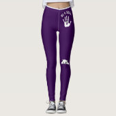 Personalized Hand Cat Pet Purple White Stripes レギンス (正面)