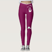 Personalized Hand Cat Pet Wine White Stripes Gift レギンス (正面)