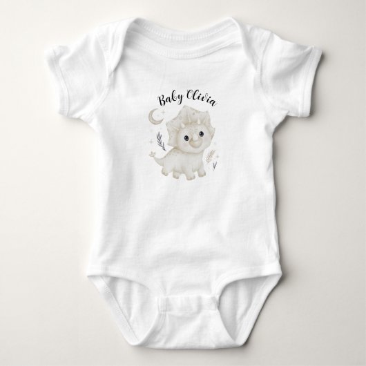 Personalized Hand-Drawn Dinosaur Baby Bodysuit ベビーボディスーツ (正面)