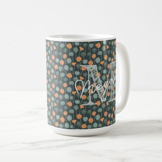 Personalized Hand-Drawn Floral Mug コーヒーマグカップ (正面右)