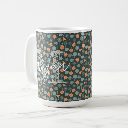 Personalized Hand-Drawn Floral Mug コーヒーマグカップ (正面左)