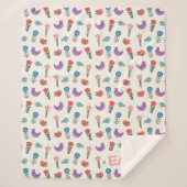 Personalized Hand-Drawn Folk Art Floral Kids Blank シェルパブランケット (正面)