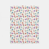 Personalized Hand-Drawn Folk Art Floral Kids Blank フリースブランケット (正面)