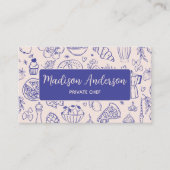 Personalized Hand Drawn Food QR Code Navy Blue 名刺 (正面)