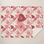 Personalized Hand Drawn Hearts Pattern シェルパブランケット (正面(横))