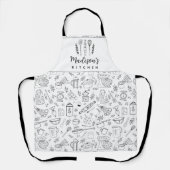 Personalized Hand Drawn Kitchen Cooking Utensils エプロン (正面)