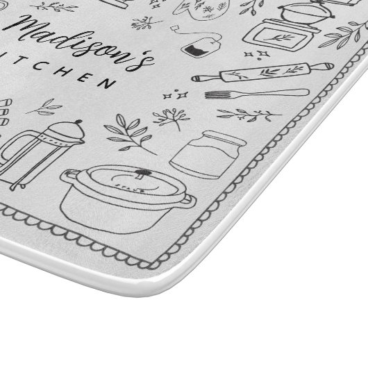 Personalized Hand Drawn Kitchen Cooking Utensils  カッティングボード (角)