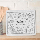 Personalized Hand Drawn Kitchen Cooking Utensils  カッティングボード
